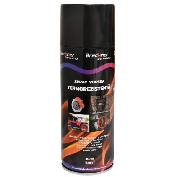Breckner Spray Vopsea Negru Rezistent Termic Pentru Etriere 450ML BK83114 030620-12